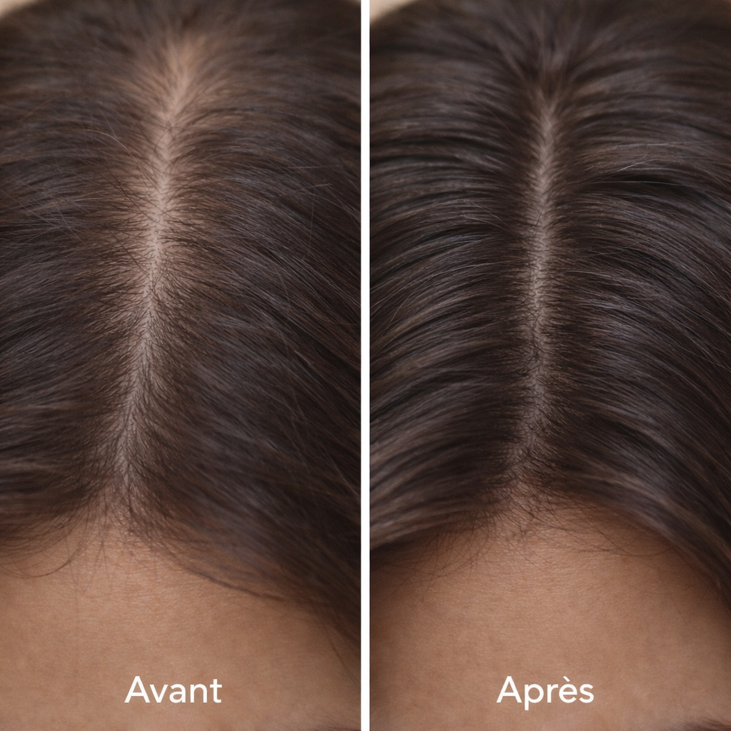 sérum de croissance capillaire unique :une synergie d’extraits botaniques puissants, sélectionnés pour agir directement sur le cuir chevelu, stimuler la microcirculation et favoriser une pousse plus forte, plus dense et plus saine, jour après jour.